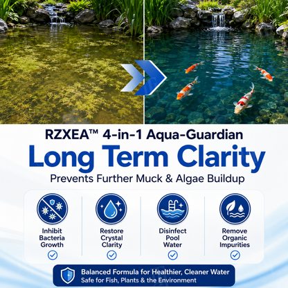 🌟 Official Store | 💧 End Green Pond Panic — RZXEA™ 4-in-1 Aqua-Guardian Pro Powder for Clearer Water, Less Muck & Easier Pond Care