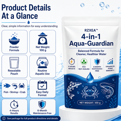 🌟 Official Store | 💧 End Green Pond Panic — RZXEA™ 4-in-1 Aqua-Guardian Pro Powder for Clearer Water, Less Muck & Easier Pond Care