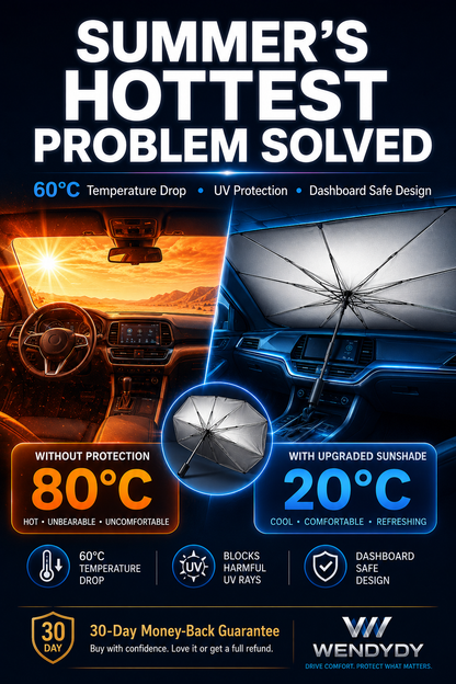 ✨ Premium Umbrella Car Sun Shade | UPF50+ Foldable UV Blocker & Heat Reflector for Instant Interior Cooling 🚗