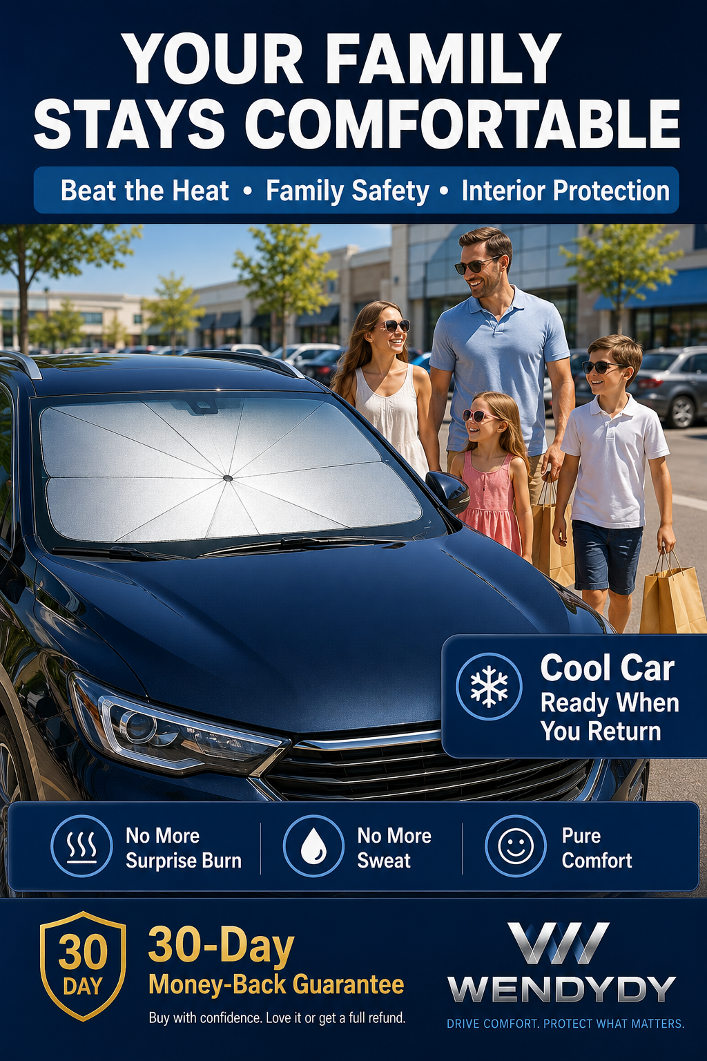 ✨ Premium Umbrella Car Sun Shade | UPF50+ Foldable UV Blocker & Heat Reflector for Instant Interior Cooling 🚗