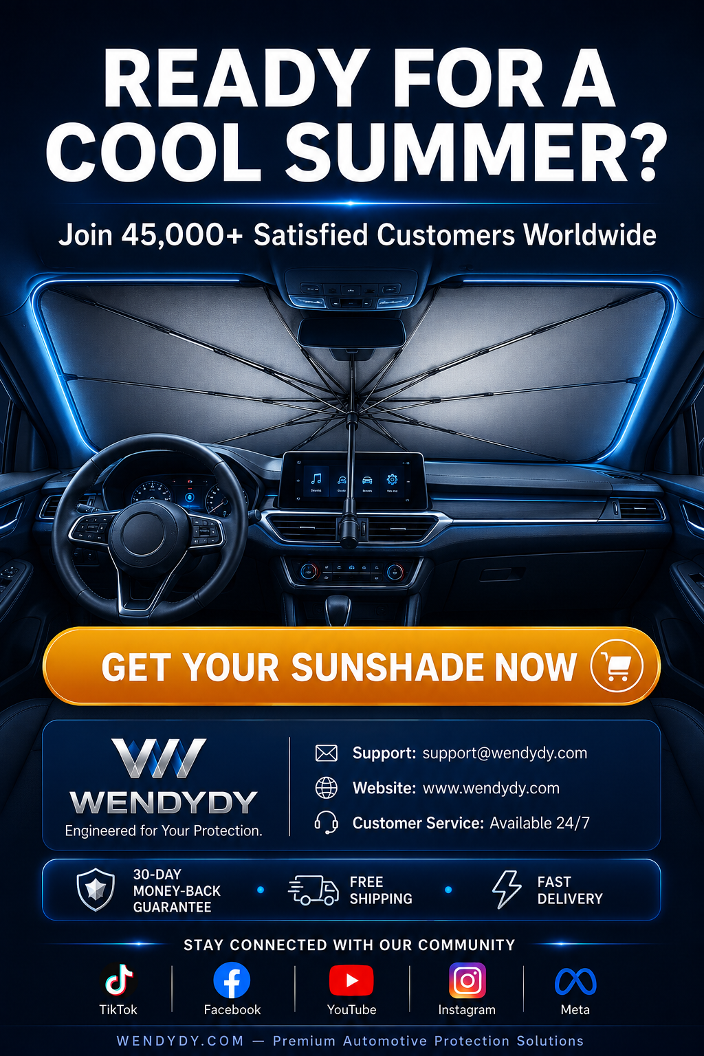 ✨ Premium Umbrella Car Sun Shade | UPF50+ Foldable UV Blocker & Heat Reflector for Instant Interior Cooling 🚗