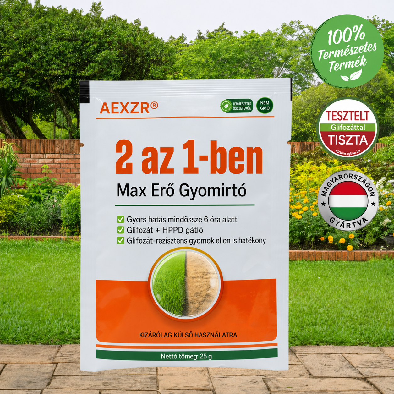 ✨ Gyomdzsungelből tökéletes pázsit! | ⏱️ Nézze, ahogy a gyomok 6 óra alatt elszáradnak!AEXZR® 2 az 1-ben Maximális Erő Gyomirtó