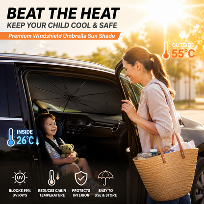 ✨ Premium Umbrella Car Sun Shade | UPF50+ Foldable UV Blocker & Heat Reflector for Instant Interior Cooling 🚗