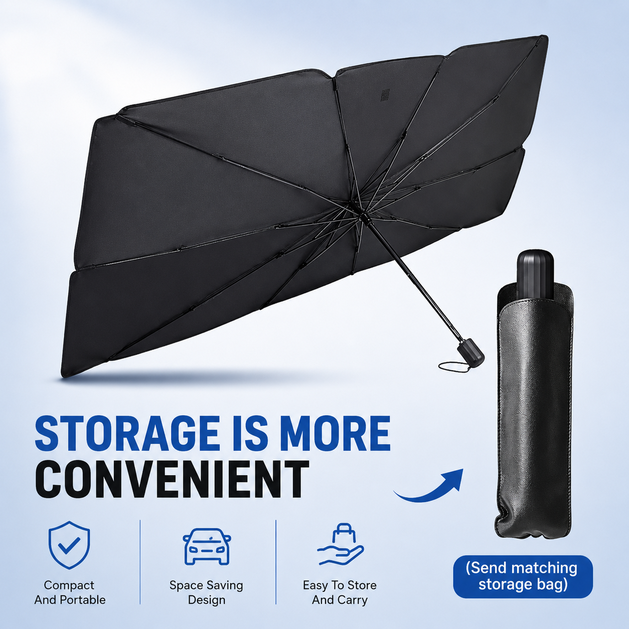 ✨ Premium Umbrella Car Sun Shade | UPF50+ Foldable UV Blocker & Heat Reflector for Instant Interior Cooling 🚗