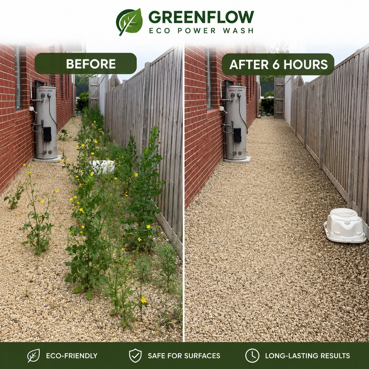 Side yard before after 6 hours