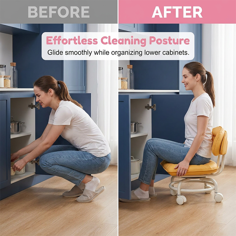 🪑60% OFF NOW! ⏰ Rolling Low Stool with Backrest – Padded seat & silent casters – Perfect for workshops, garages or studios – comfortable and mobile 🛠️✨